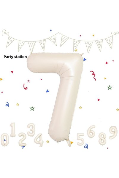 Parti Station 7 Number Foil Balloon Cream Color Number Balloon Age Balloon 76...