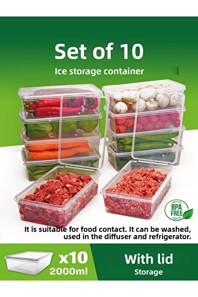 Birdoludukkan 10 قطع 2 لتر منظم حاوية تخزين ذاتي الغطاء مناسب للفريزر العميق