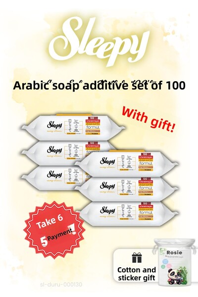 Sleepy منشفة سطحية بالصابون العربي، اشتري 6 واحصل على 5 مع هدية من القطن الوردي