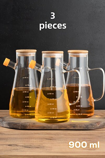 Porsima 401275 3 قطع أليسا غطاء من الخيزران البورسليكات مقياس زجاجي وعاء زيت ...