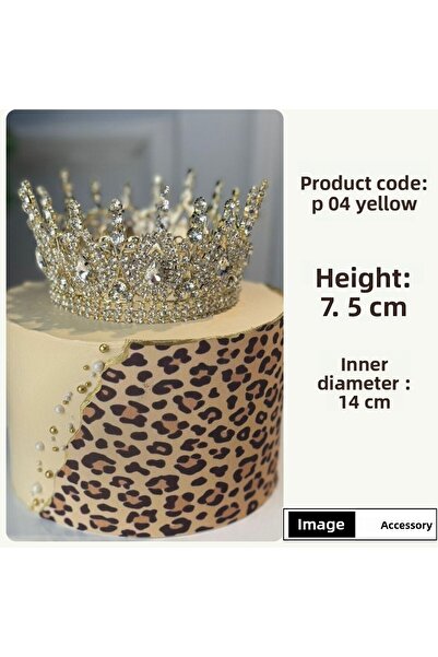 SimgeAksesuar Coroana pentru tort de ziua de nastere, eleganta si rafinata, cu piatra de cristal placata cu aur