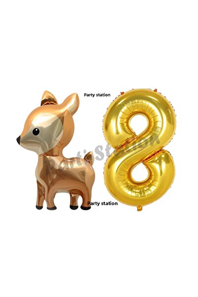 Parti Station مجموعة بالونات غزال بعمر 8 سنوات - مجموعة عيد ميلاد لطيفة على ش...