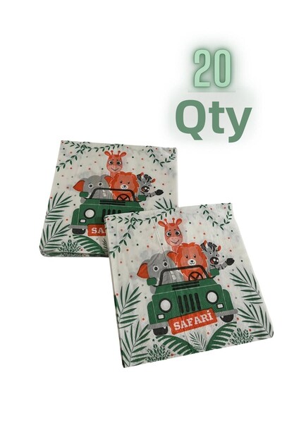 partyrüyası Χαρτοπετσέτα γενεθλίων με χαρακτήρα Safari Cute Animals 20 τεμαχίων