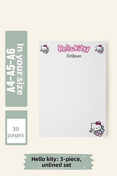 Srctech Hello Kity Planner Notepad A4/A5/A6 Size Set of 3 Unlined