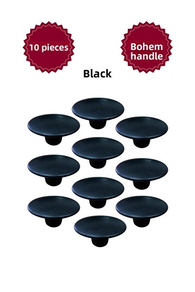 MKLAKS مقبض بلاستيكي بوهيمي أسود مستدير للأثاث ودرج المطبخ وخزانة 10 بوصات - ...