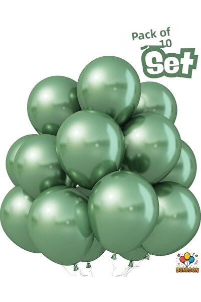 Bunloon بالونات حفلات لامعة باللون الأخضر الكروم مكونة من 10 قطع