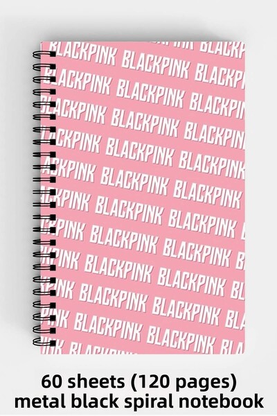 Anime Marketi بلاكبينك تصميم مكتوب A5 دفتر بغلاف صلب حلزوني 120 ورقة