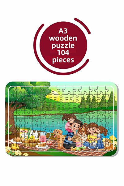 Baskı Atölyesi Picnic With My Friends A3 104 Piece Puzzle, Toy, Jigsaw