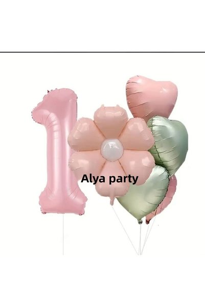 ALYA Party Number Foil Balloon Pink Daisy Foil Balloon and Heart Foil Balloon...