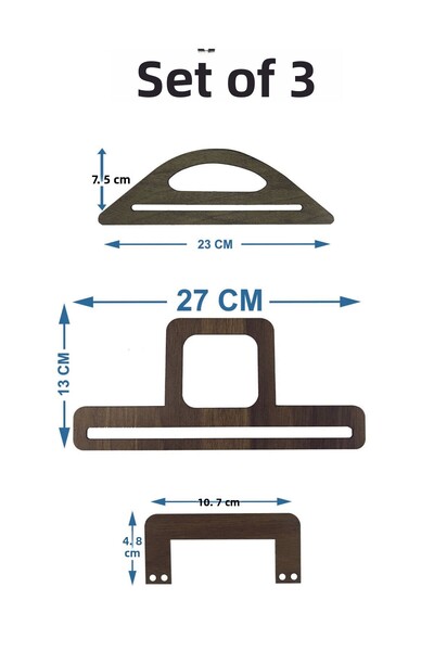 şamaksesuar مجموعة من 3 أكياس خشبية بمقبض (3 أزواج)، 6 قطع، بني ووردية