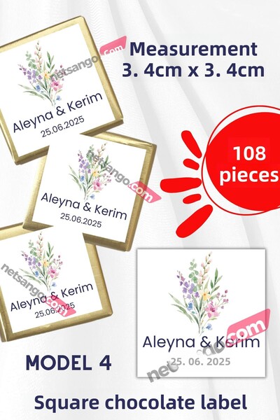 Netsan Etiket 108 Pieces Madlen Chocolate Tag Promise Engagement Wedding Stic...