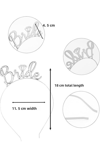 Parti dolabı 1 τεμάχιο ασημί γκρι γυαλιστερό Bride To Be Crown, Bachelorette Metal Bridesmaid Crown