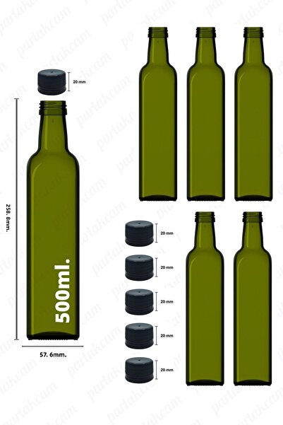parlakcam زجاجة زيت زيتون زجاجة زجاجية خضراء 500 مل وعاء زيت ماراسكا زيت الخل وزجاجة صلصة (5 قطع)