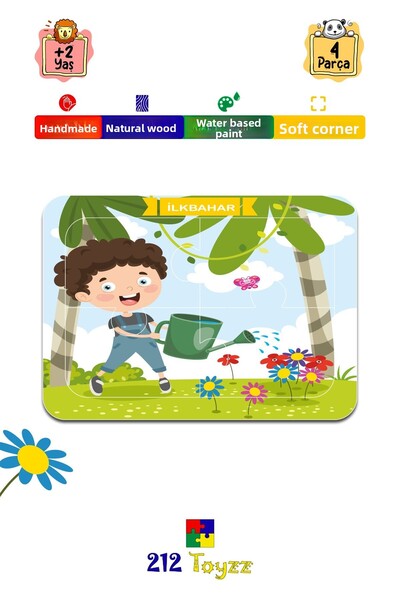 212toyzz Wooden Tutorial Educational Colorful Plug-In Colorful 4 Seasons Puzzle