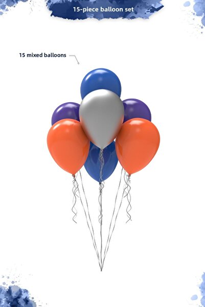 Hey Parti مجموعة بالونات فضية معدنية باللون الأزرق الداكن والأرجواني والبرتقا...