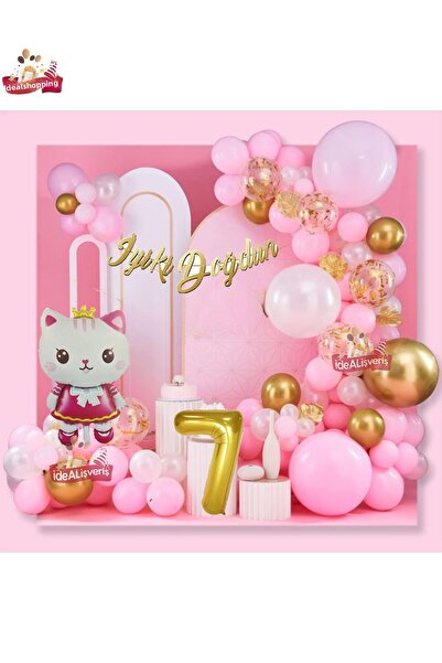 Bkmc Set de petrecere pentru ziua de naștere Concept roz auriu cu balon din f...