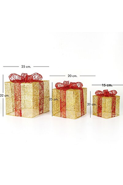 Herdekora Πρωτοχρονιάτικο Κόκκινο Σετ Δώρου 3 τεμαχίων με Φιόγκο - Χρυσό