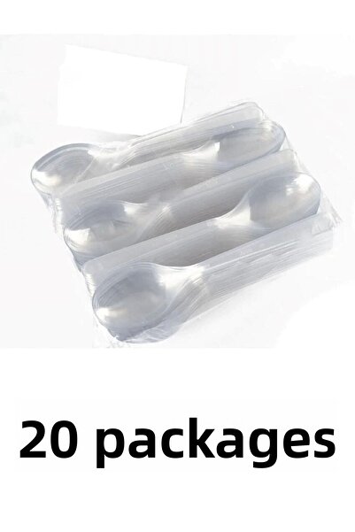 Yakutsan 20 عبوة (100 قطعة) ملاعق بلاستيكية فاخرة شفافة