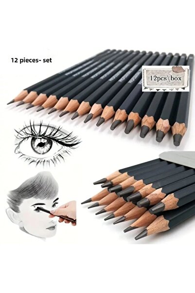 Sanathobi Black Pencil Drawing Set of 12 - for Sketching and Toning