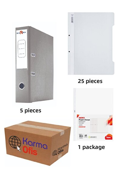 KarmaOfis Gray Color Wide Office Folder Ring Binder and Bag File Set 1