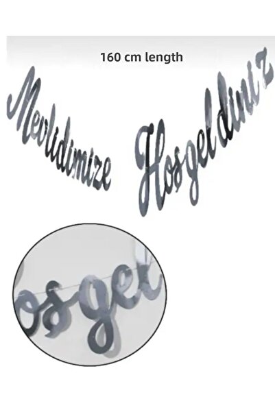 Çemrek Süs Parti مرحبًا بكم في لافتة الخط الفضية اللون لنص مولودنا