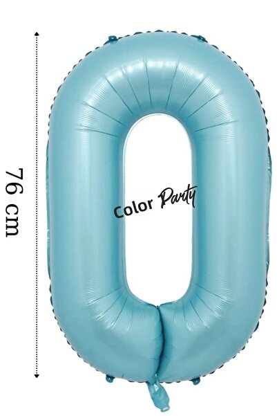 renk party Foil Balloon 0 Number Helium Balloon 76 cm Blue Color - 0 Age Ball...