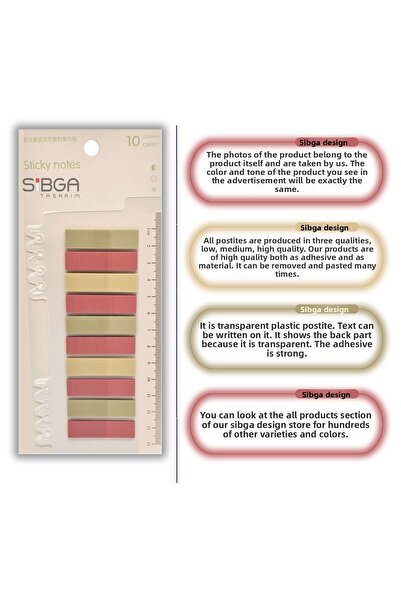 sibga tasarım Transparent Color Postit Post-It Post It. Book Marker Bookmark Postit Sticker Note Paper 200 Sheets