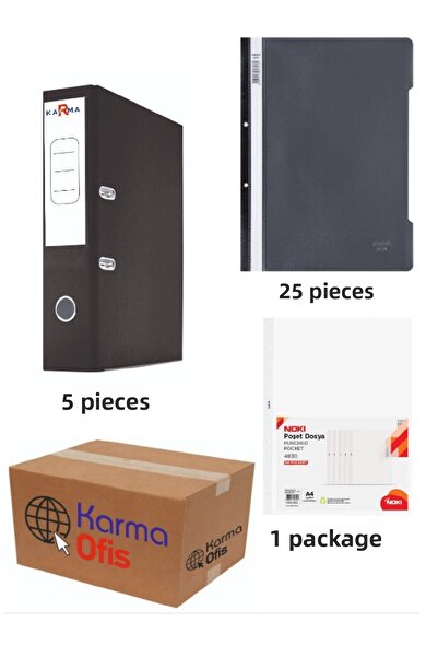 KarmaOfis Black Wide Office Folder and Ring Binder Set