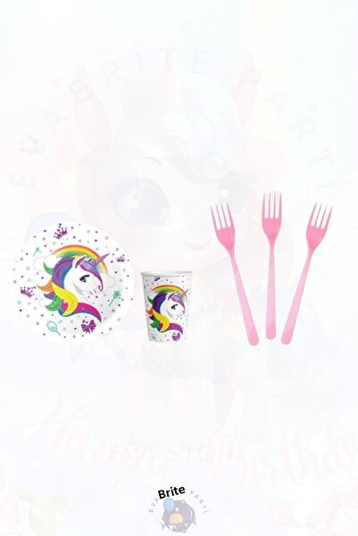 Evabrite Set tematic unicorn pentru 8 persoane Minia - Set pentru petrecerea ...