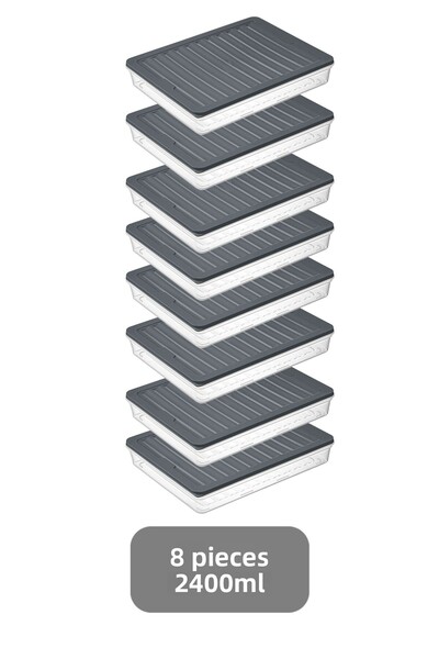 Meleni Home 8-Piece Anthracite Food Storage Container - Microwave, 2400 ml Capacity