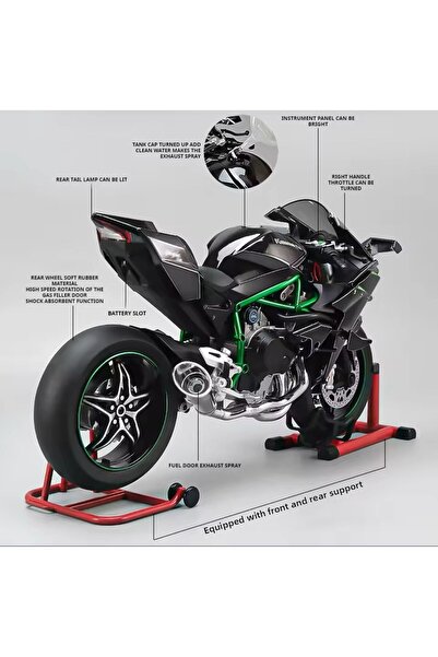 CarStore Kawasaki̇ H2R 1/6 Engine Model - with Light Sound Gasoline Exhaust Smoke (Watch Video)