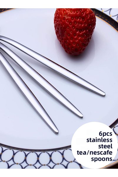 BRE HOME 6-piece silver luxury round tea nescafe spoon stainless steel 13.5 cm
