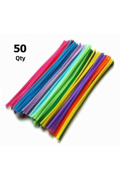 Hobialem Set de chenille colorate 50 buc, sârmă cu pene, sârmă de pluș educaț...