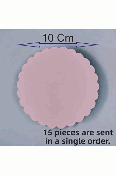 ASUDE HEDİYELİK 15 Pieces 10X10 cm Baby Pink Round Wooden Mdf Cake Base Subla