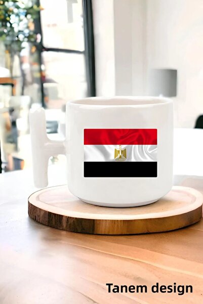 Tanem Tasarım كوب قهوة بمقبض على شكل حرف T مع تفاصيل العلم الوطني، ألوان وطني...