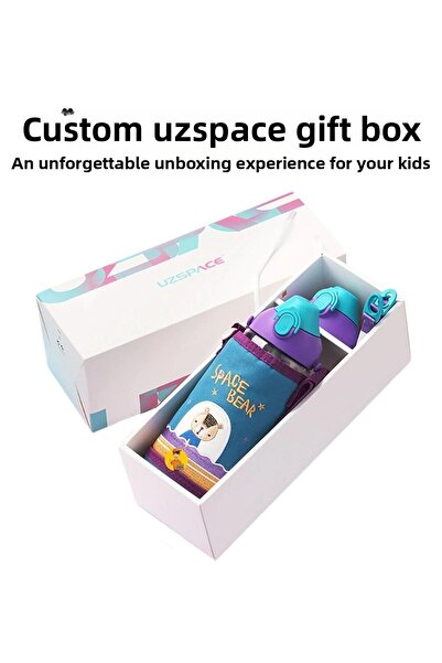 Uzspace Small Size 480ml Tritan Children's Water Bottle with Case, Hanger, With/Without Straw, Two Separate Lids