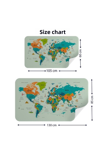 Harita Sepeti Turkish Educational Country And Capital Detailed Atlas World Map Wall Sticker-3855