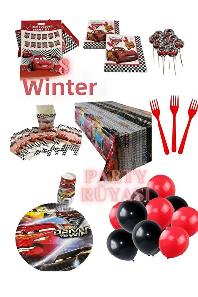 partyrüyası Cars Cars Themed Birthday Set for 8 People