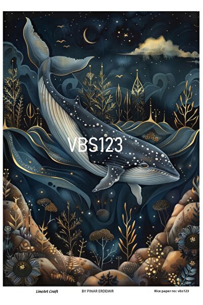 LİNEART Vbs123 Navy Blue Series - Fish, Dolphin, Oyster, Seashells Patterned ...