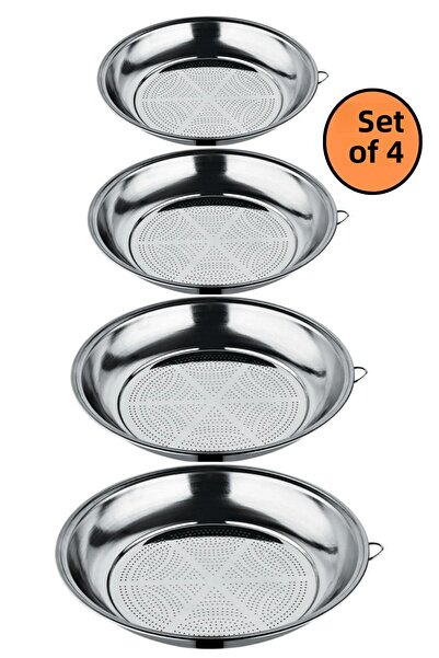 ÖzSa Home طقم مصفاة مصفاة كلاسيكية مصفاة معكرونة رباعية من الفولاذ المقاوم للصدأ