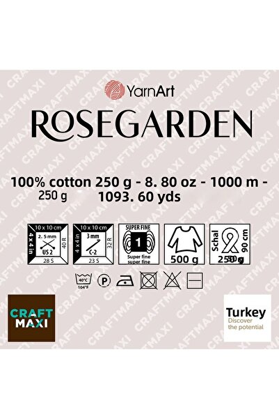 Yarnart Rosegarden - Μαρμάρινο νήμα πλεξίματος στο χέρι Ebruli-308