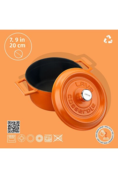 Lava Cast Round Pot Cast Iron Solid Handle Spring Series Diameter(Ø)20cm