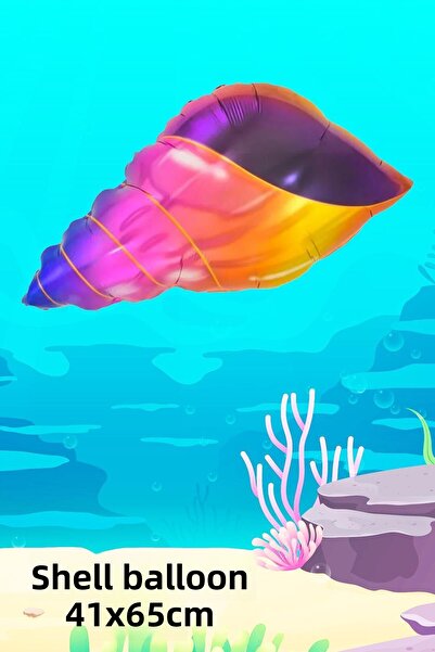 PEKSHOP بالونات عيد ميلاد حورية البحر على شكل صدف حلزوني ملون