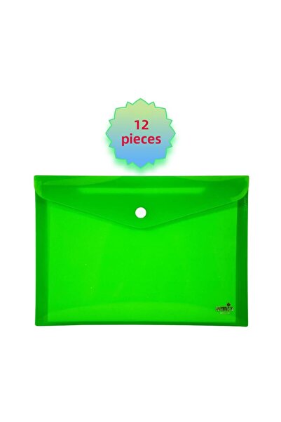 Umix Snap Fastener A4 Envelope File Neon Green 12 Pieces