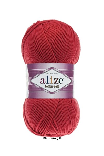 Alize 5 قطع) قطن ذهبي 56 خيوط حمراء محبوكة يدويًا سترة سترة خيط وشاح سترة