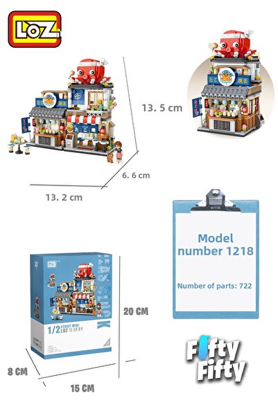 Vagonlife Loz Street Mini Octopus Shop - Lz1218, 722 Piece Toy Building Set