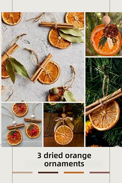 TASARİMECRN Новогодишна декоративна украса за елха - комплект от 3 сушени пор...