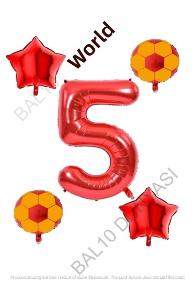 BAL10 DÜNYASI Yellow Red Football Ball Foil Balloon Set Age 5