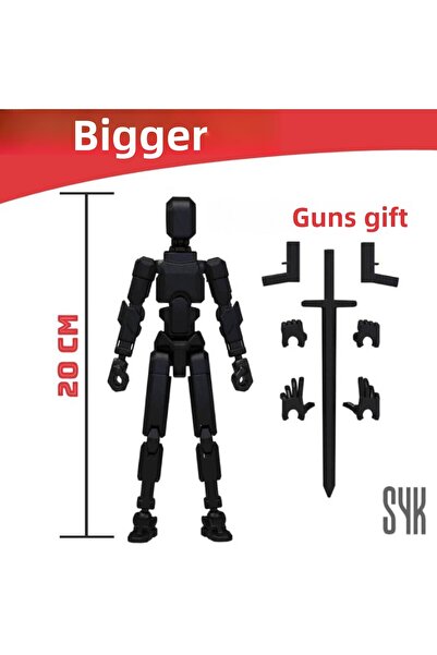 SYK Design (كبير) مجسم روبوت أسود متحرك ومفاصل