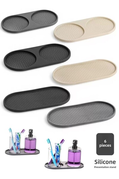 Berdina Home Silicone Non-Slip Oil Pot Mat, Soap Dish Stand and 2 Compartment...